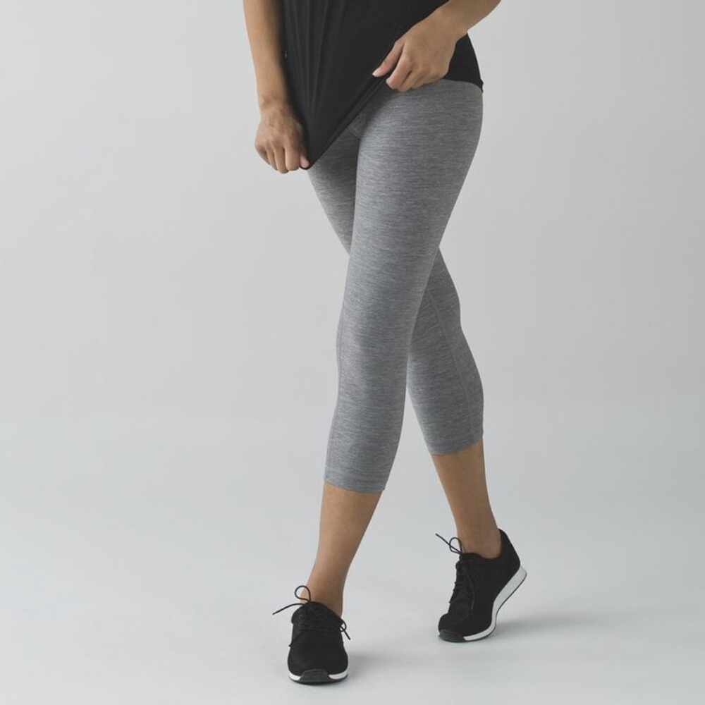 Lululemon Wunder Under Crop III Heahered Slate Leggings Size 6